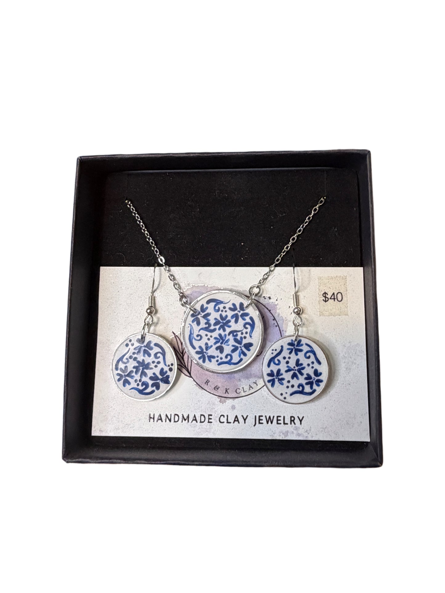 Hand Painted Silver Circle Chinoiserie Set