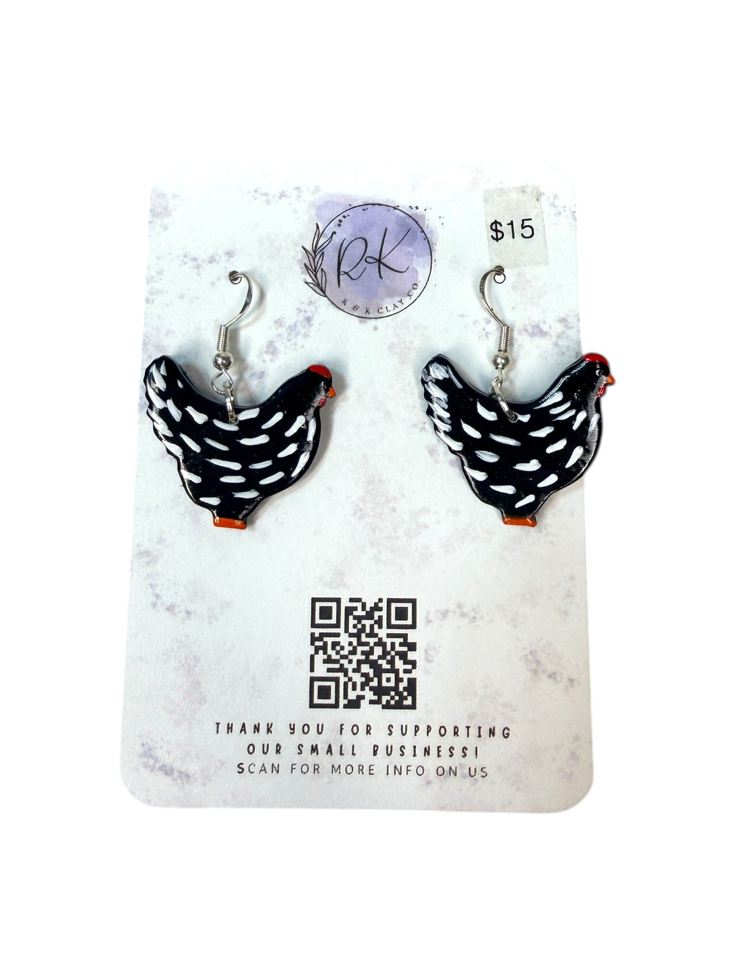 Black and White Chicken Earrings