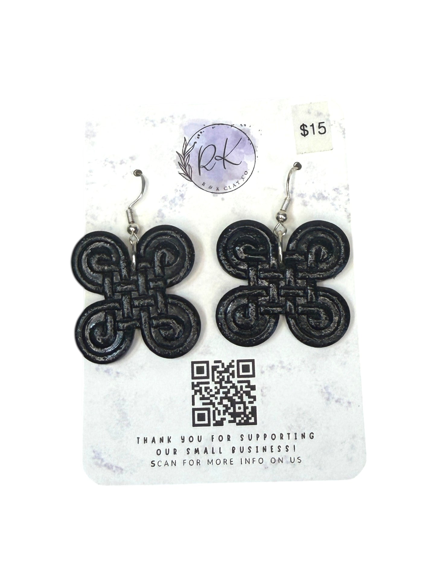 Black Textured Earrings