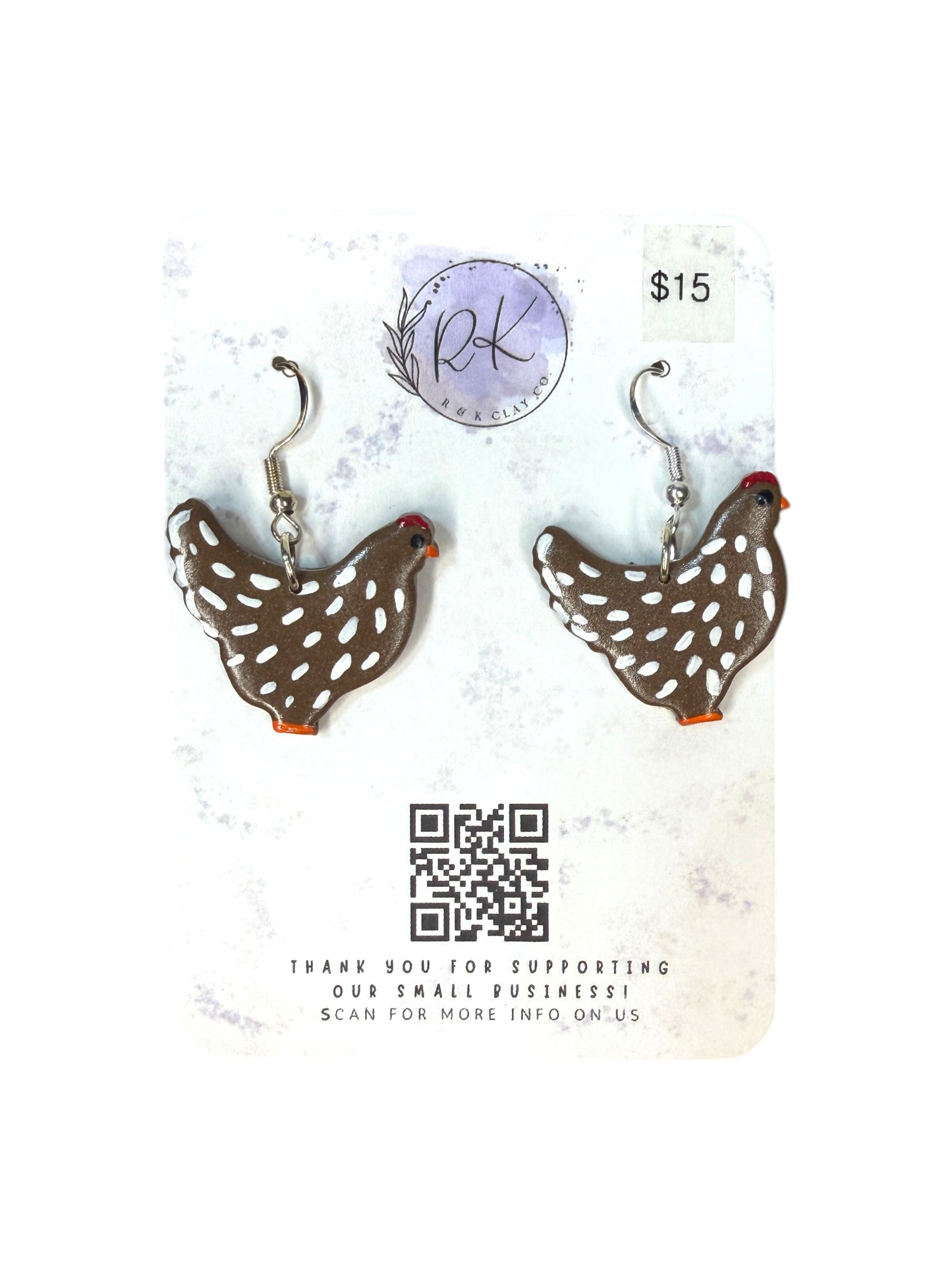 Brown Chicken Earrings