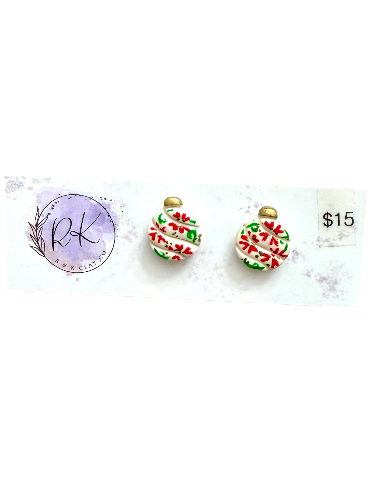 Hand Painted Christmas Chinoiserie Studs