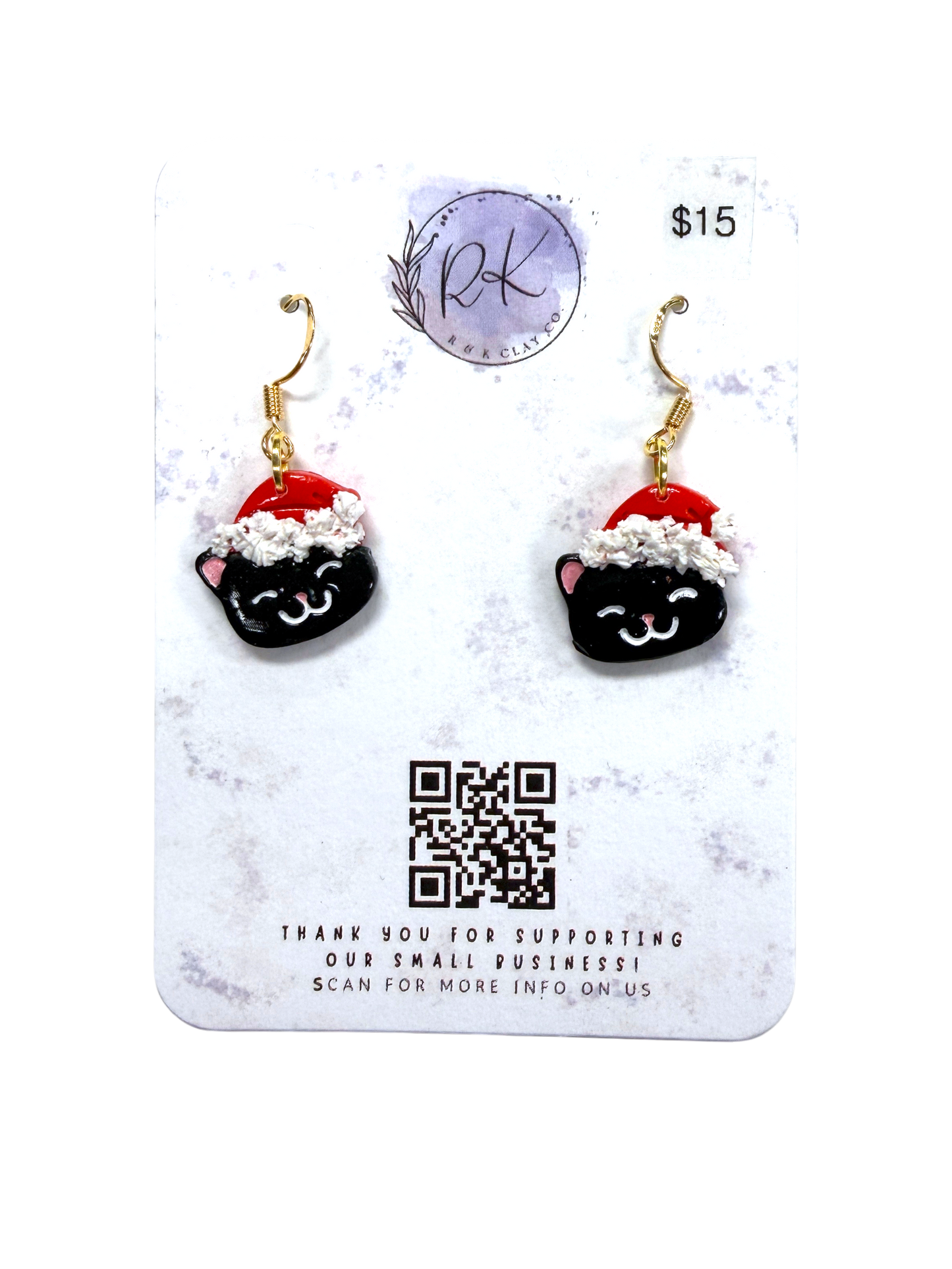 Kitty Santa Earrings