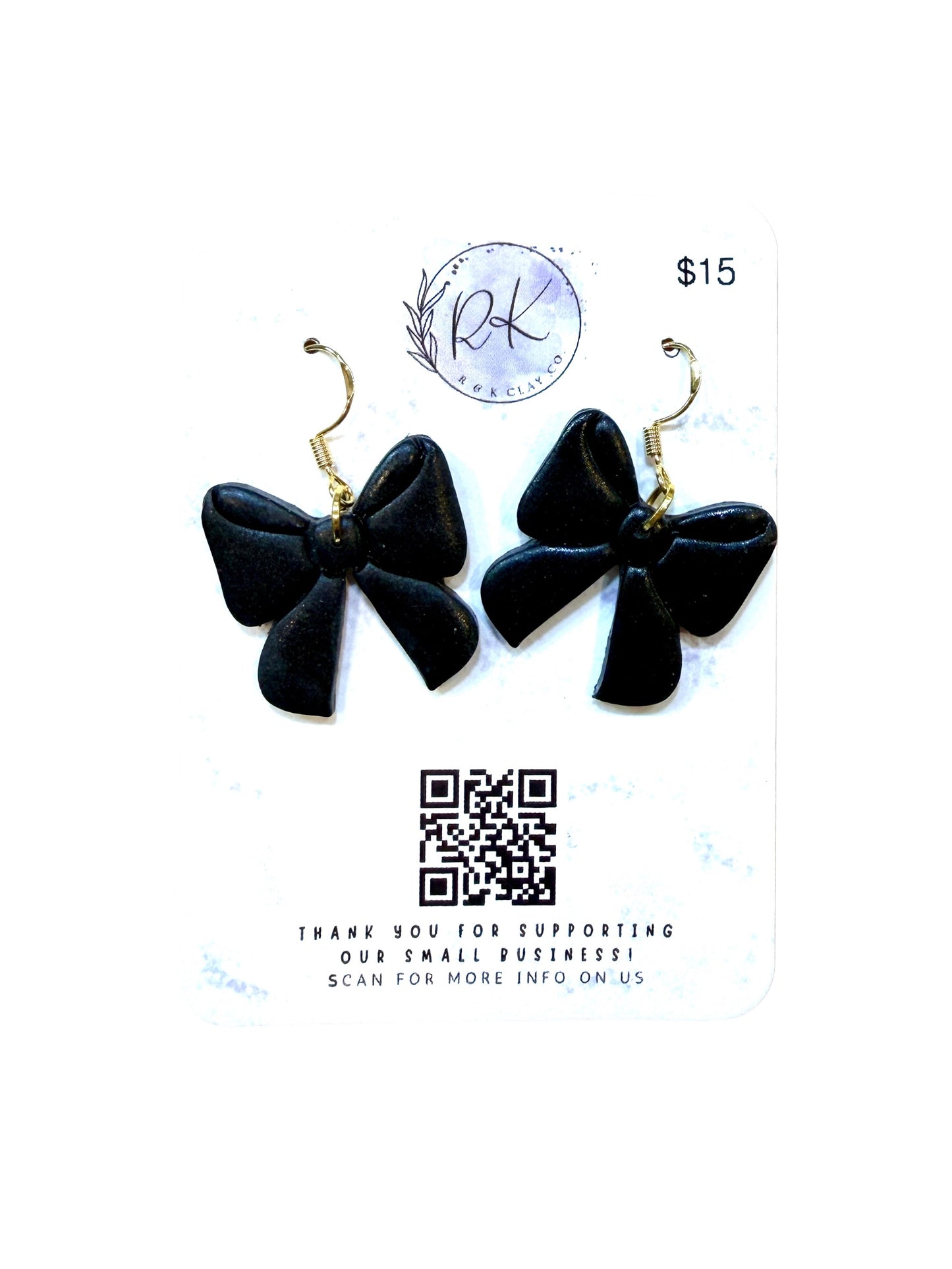 Chunky Black Bow Earrings