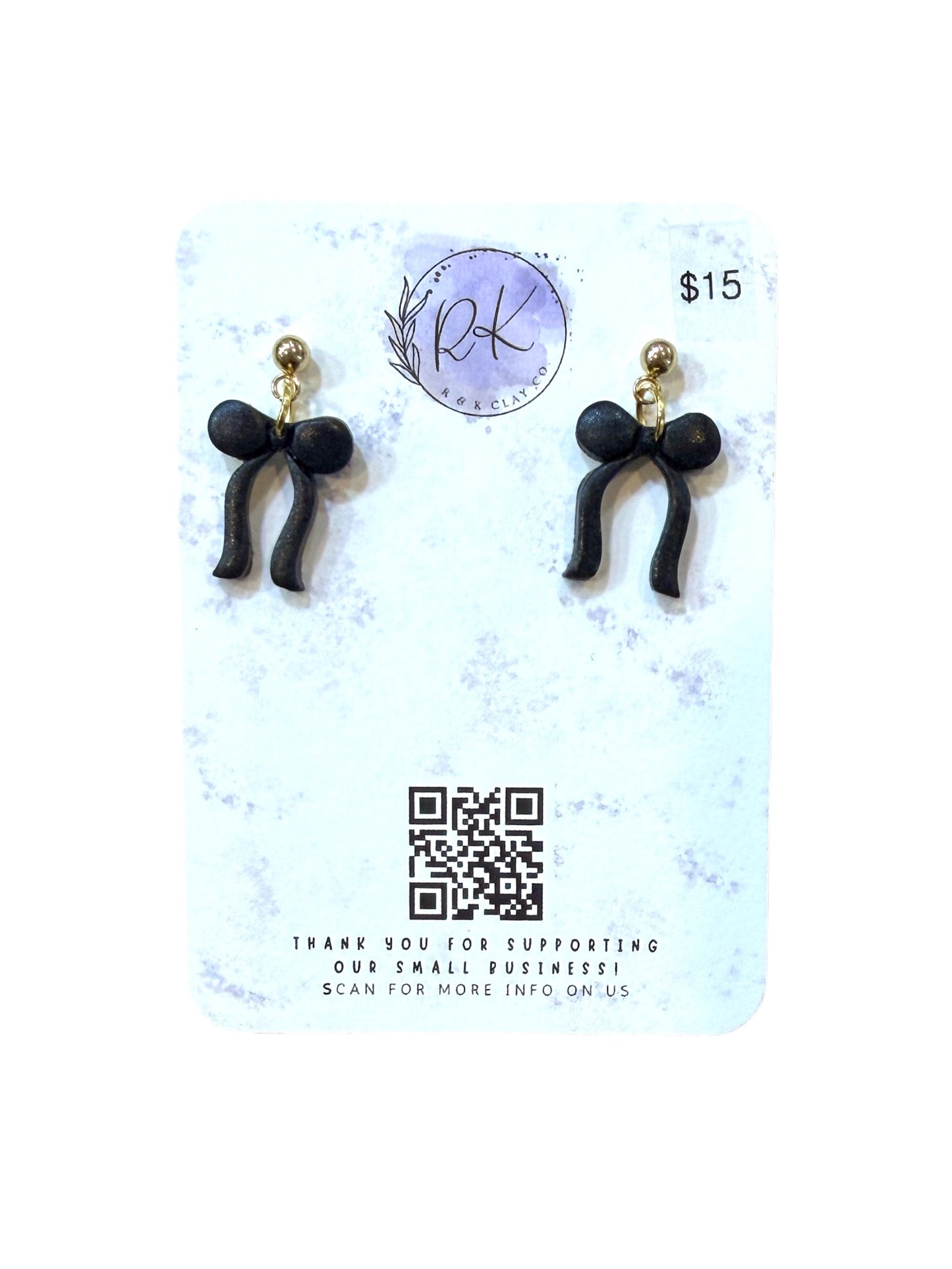 Tiny Black Bow Earrings