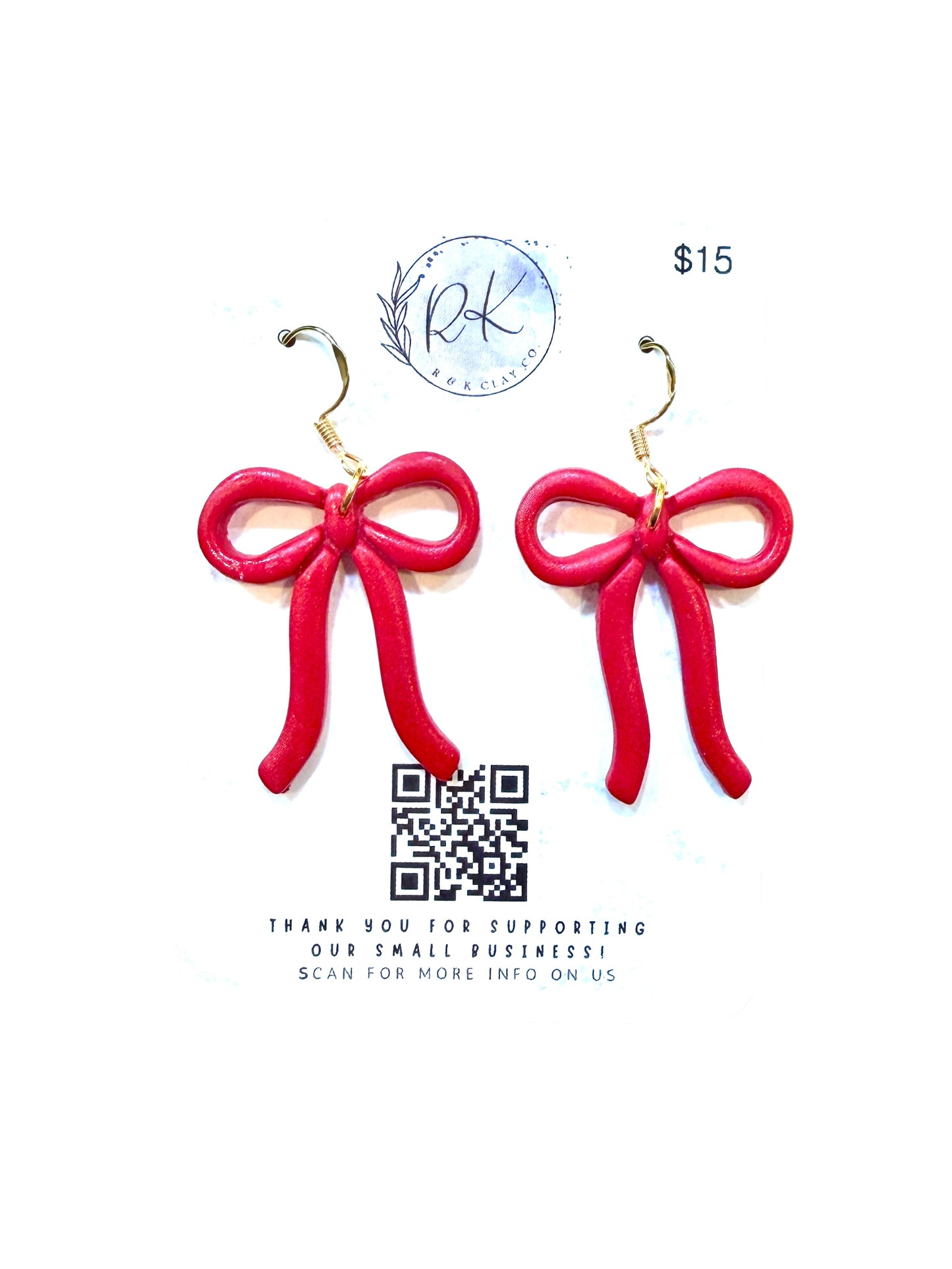 Long Velvet Red Bow Earrings