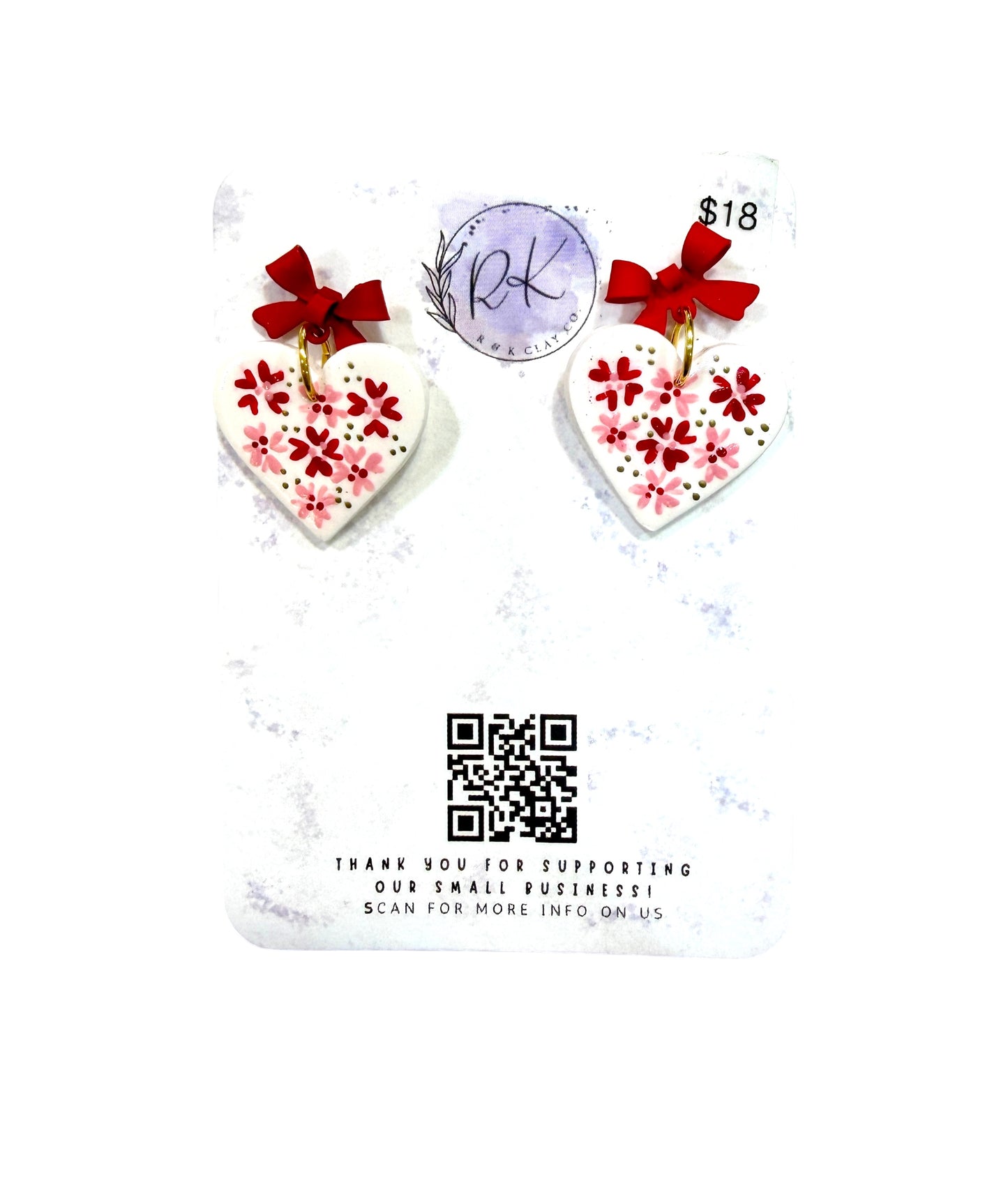 Valentine's Hand Painted Hearts Earrings