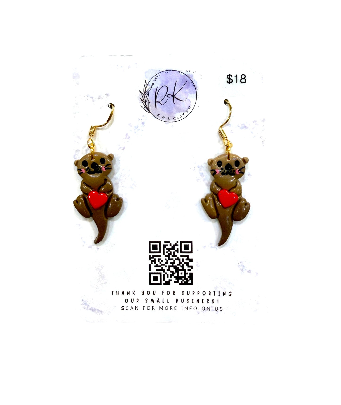 Valentine's Otter Earrings