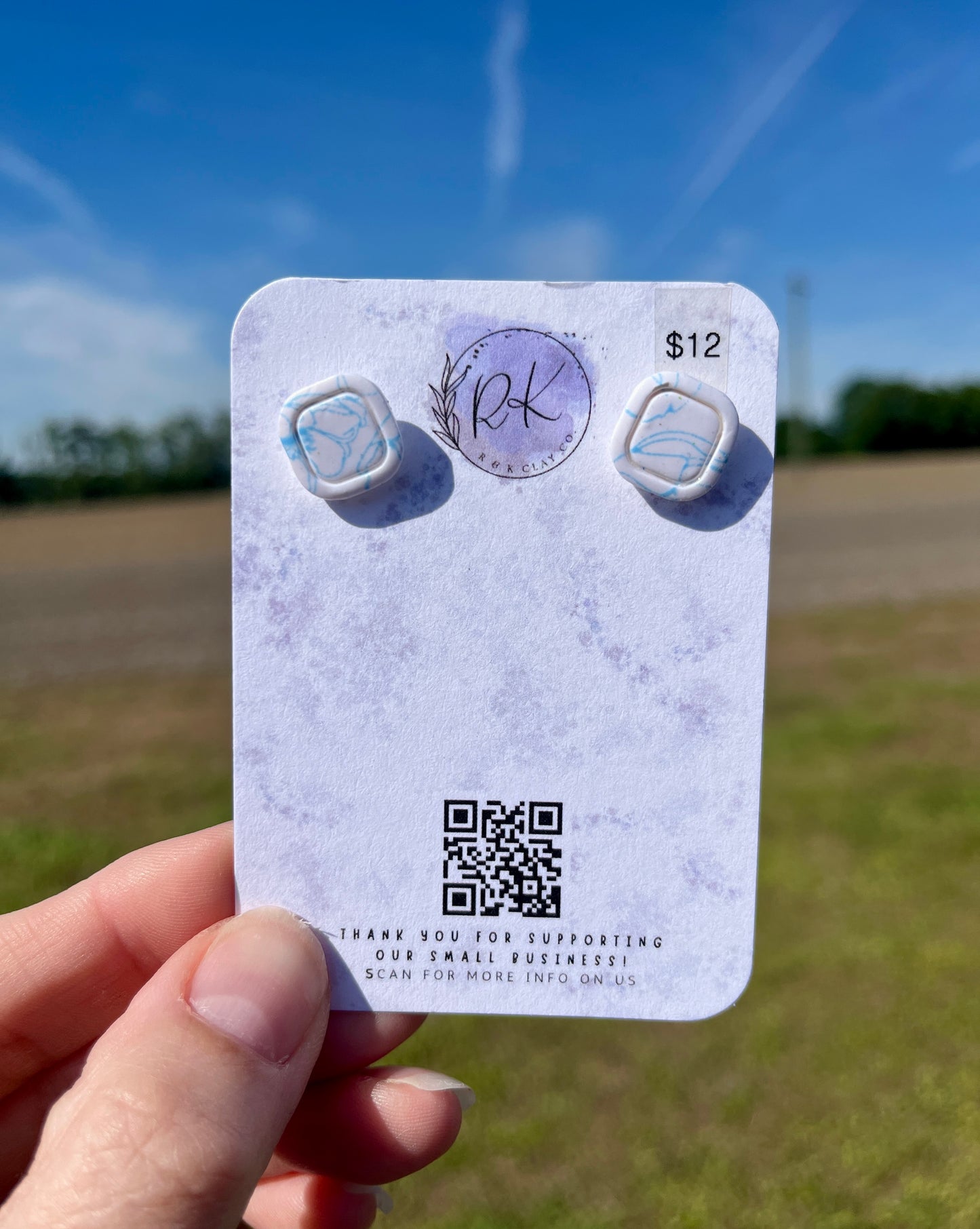 Baby Blue and White Studs