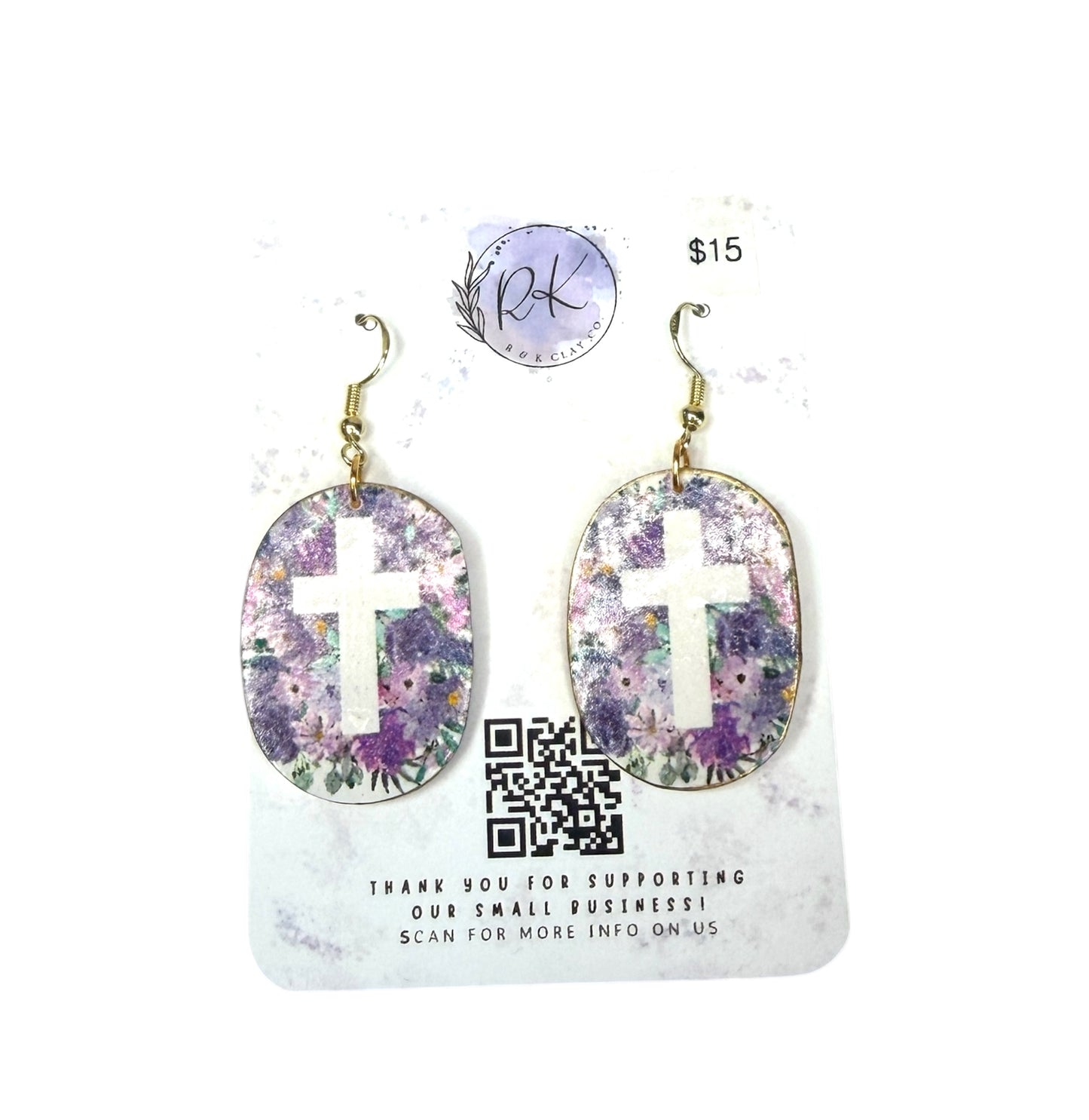 Floral Cross Earrings