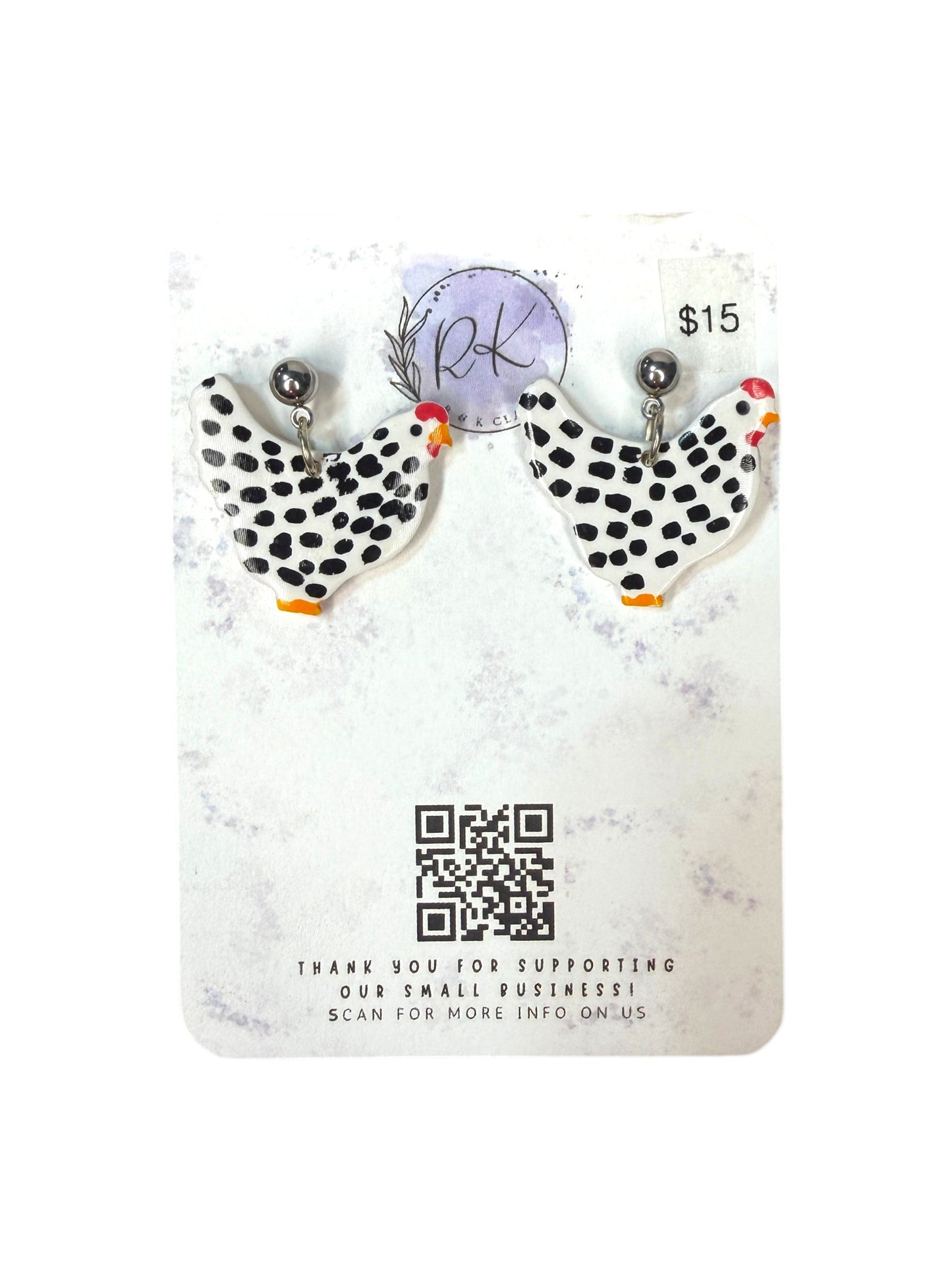 White Chicken Earrings