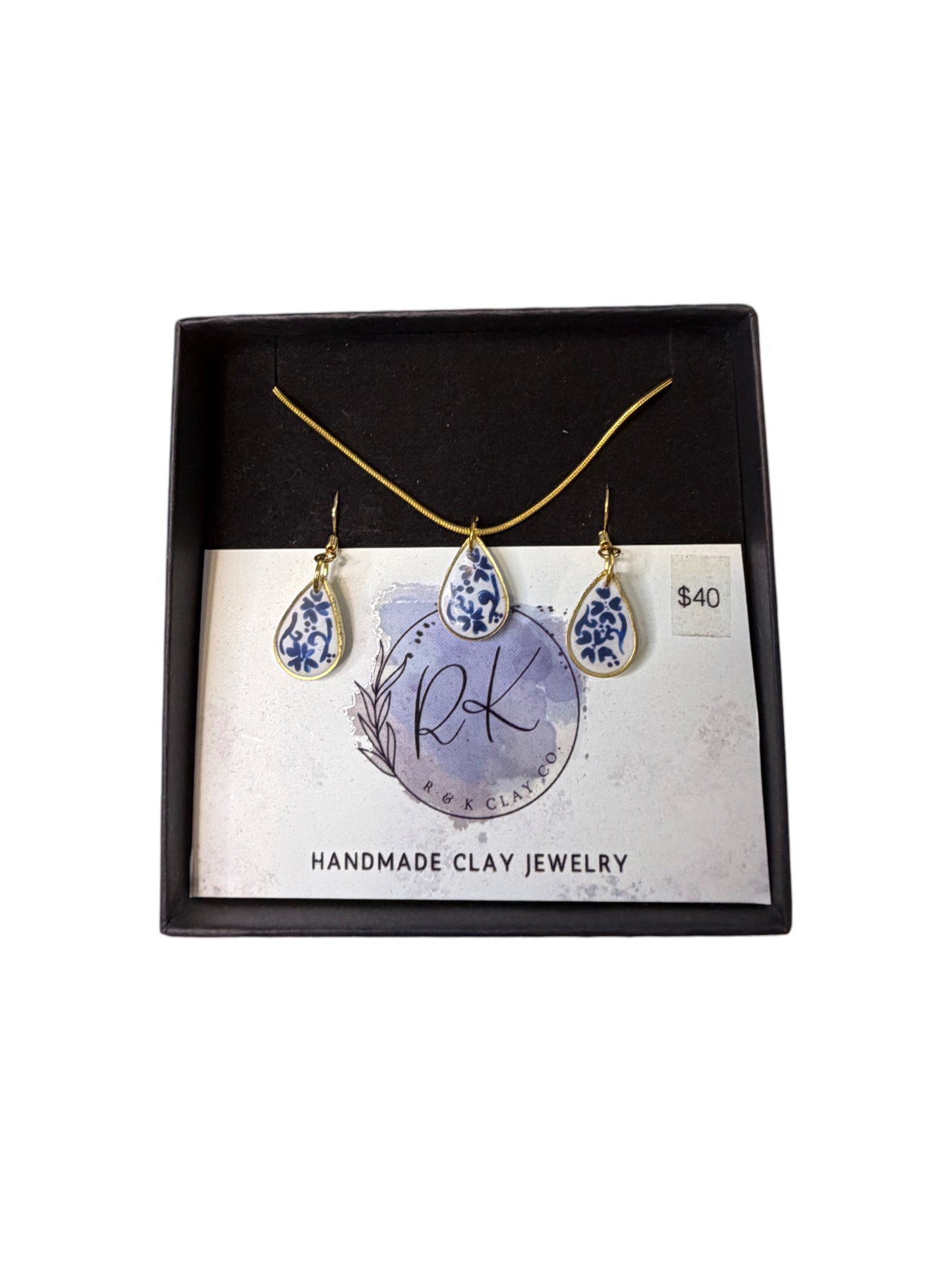 Hand Painted Gold Teardrop Chinoiserie Set