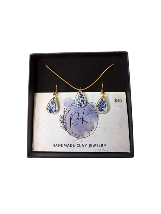 Hand Painted Gold Teardrop Chinoiserie Set