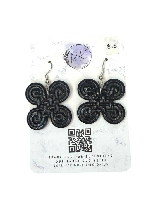 Black Textured Earrings