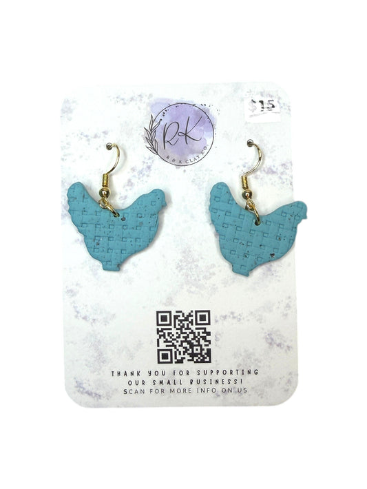 Blue Chicken Earrings