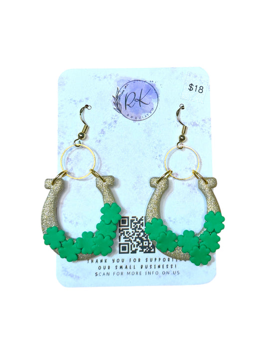 Horseshoe with Clover Earrings