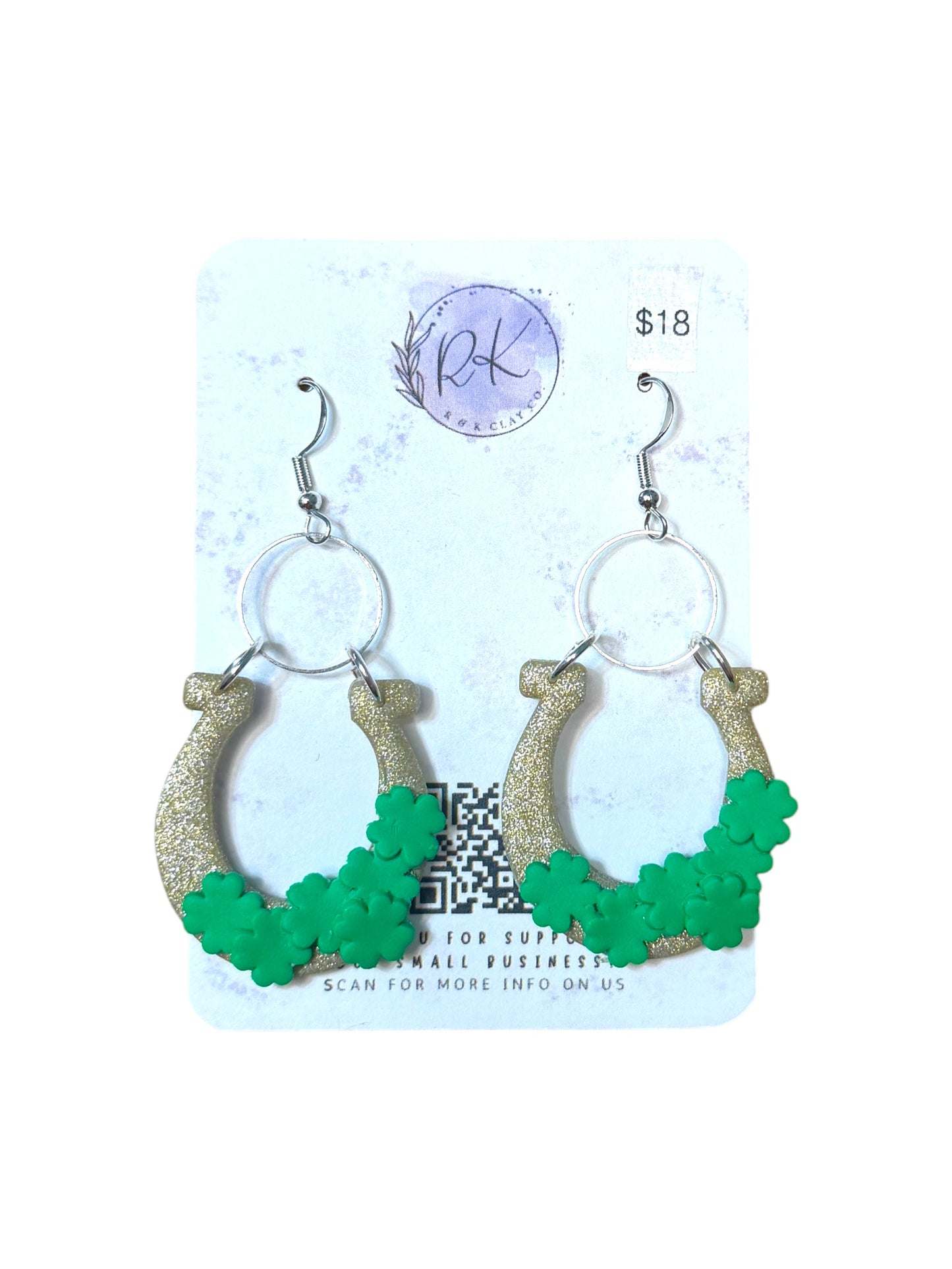 Horseshoe with Clover Earrings