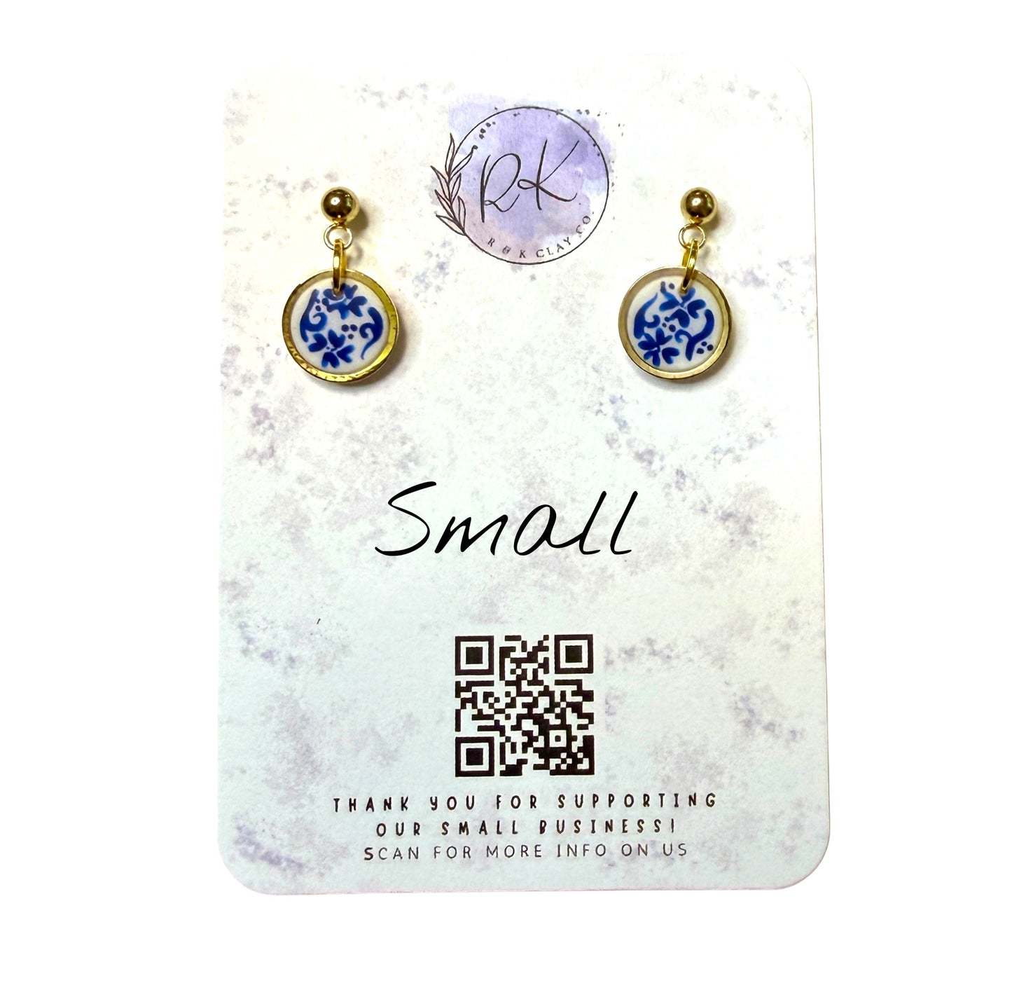 Hand Painted Gold Circle Chinoiserie Earrings