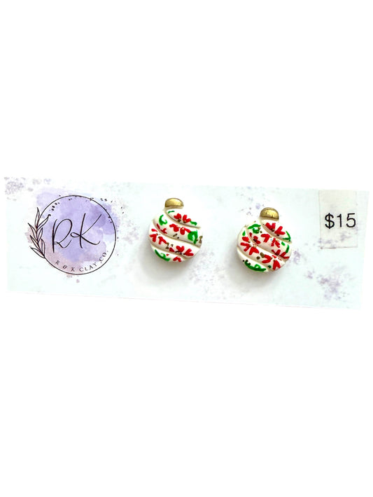 Hand Painted Christmas Chinoiserie Studs