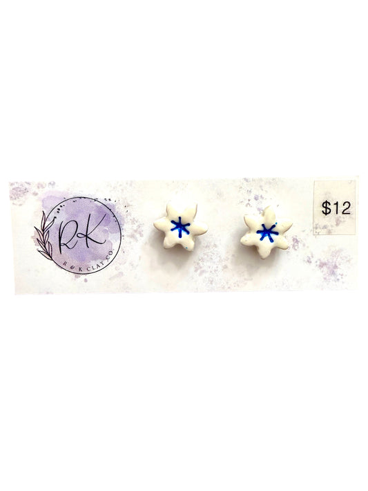Blue Glitter Snowflake Studs