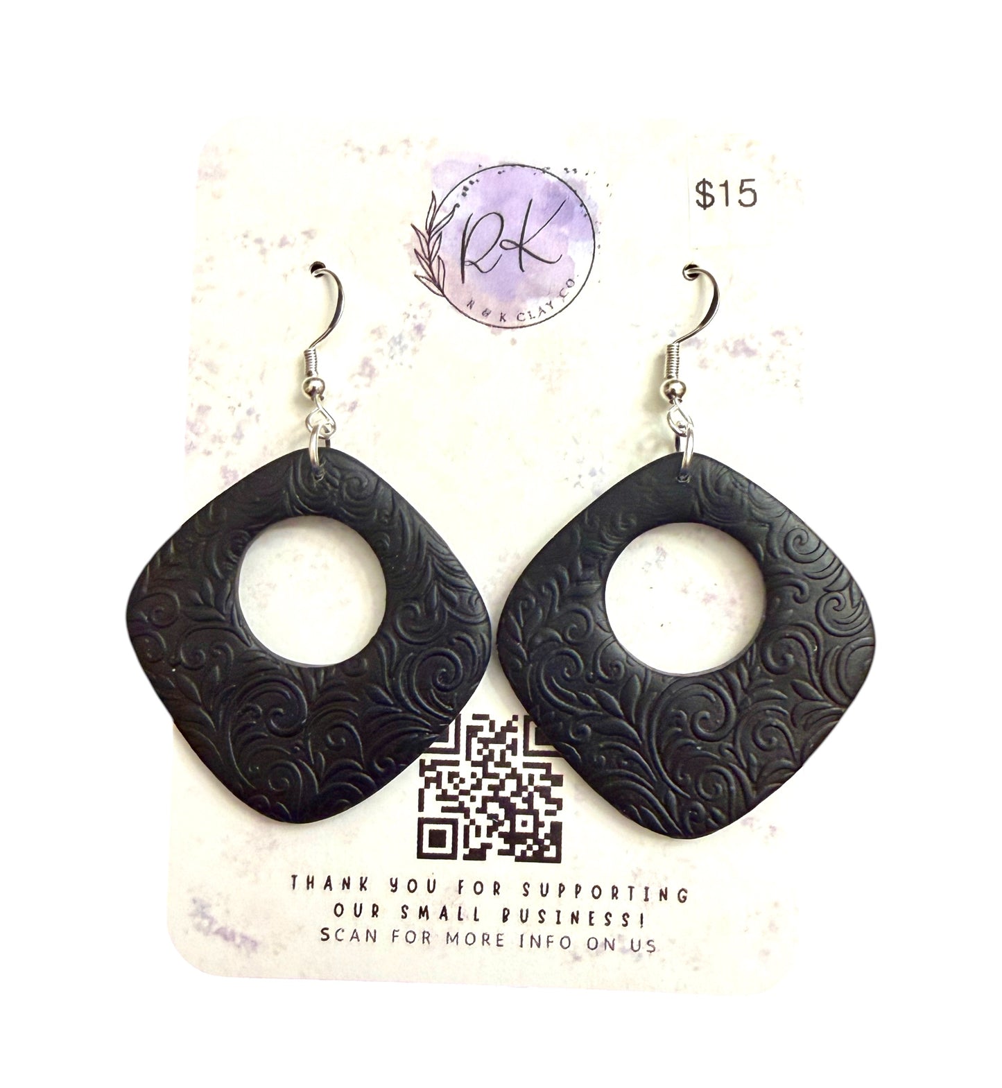 Black Textured Earrings
