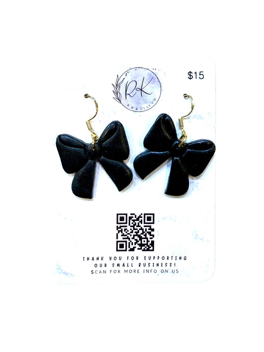 Chunky Black Bow Earrings