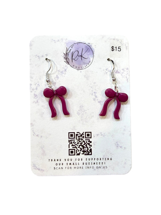 Tiny Purple Bow Earrings