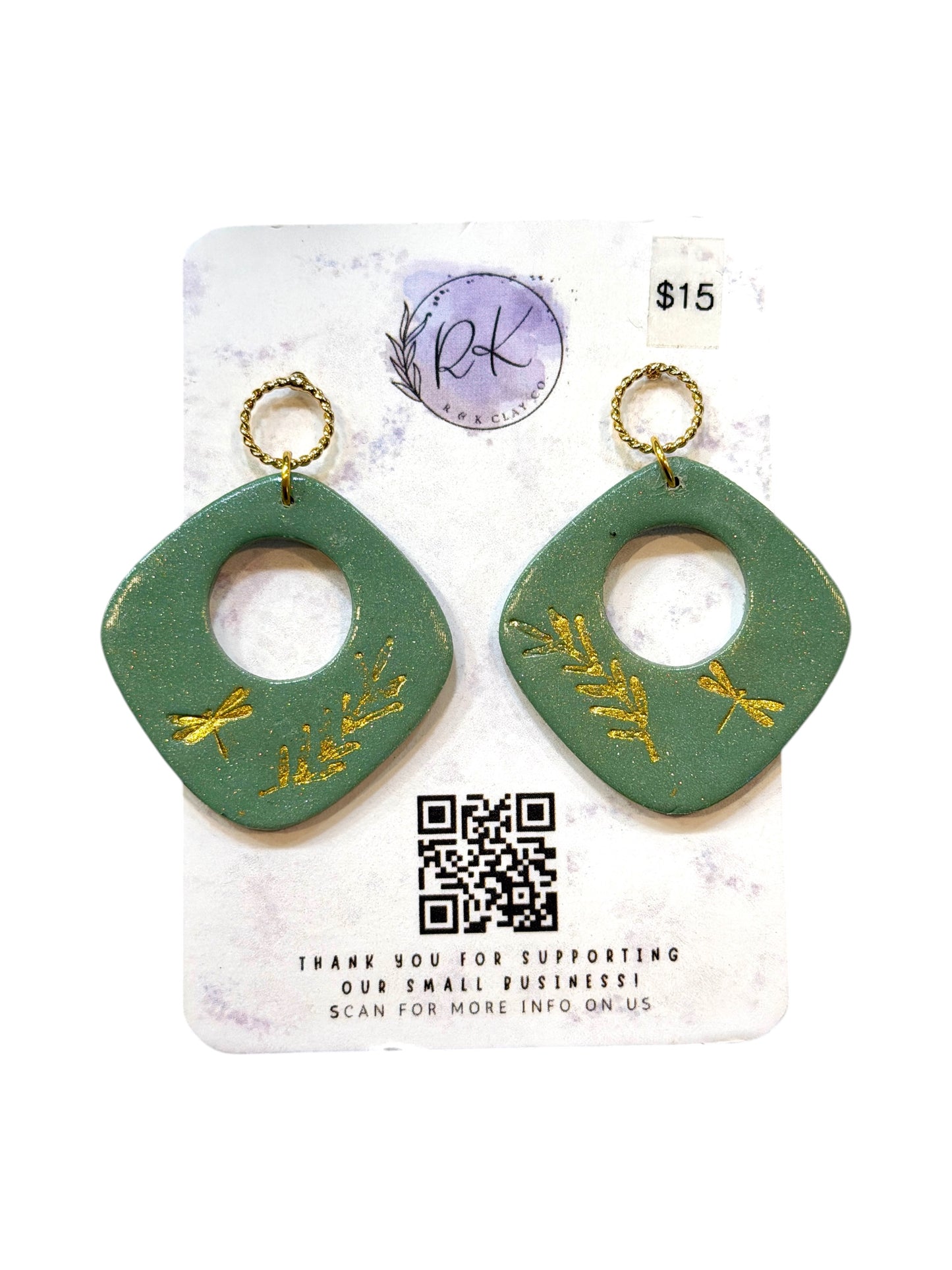 Gold Dragonfly Imprint Earrings