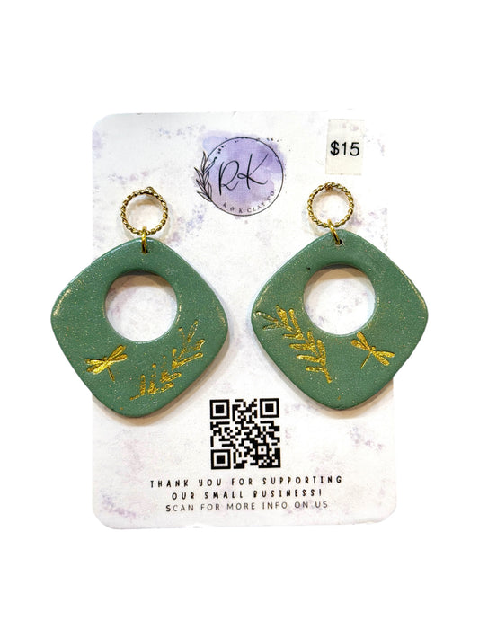 Gold Dragonfly Imprint Earrings
