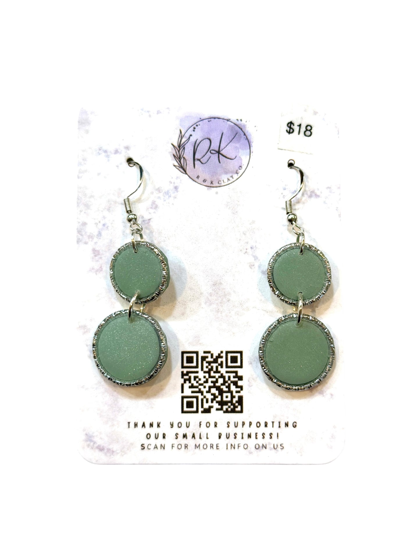 2 Tiered Green Circles Earrings