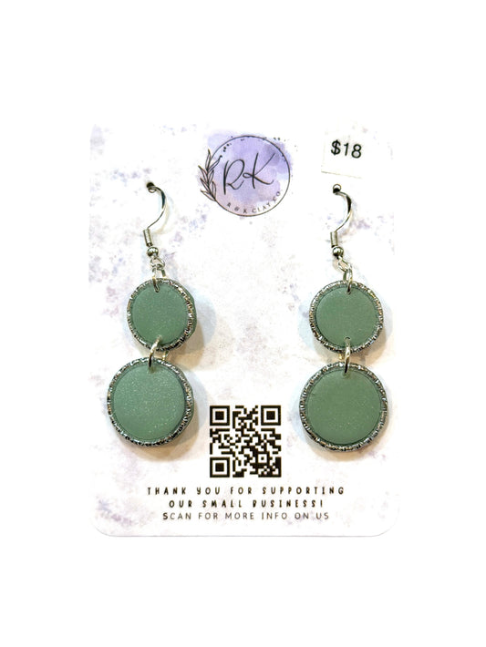2 Tiered Green Circles Earrings