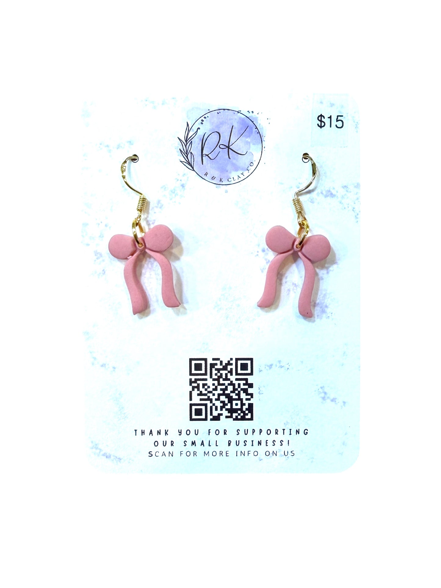 Tiny Pale Pink Bow Earrings