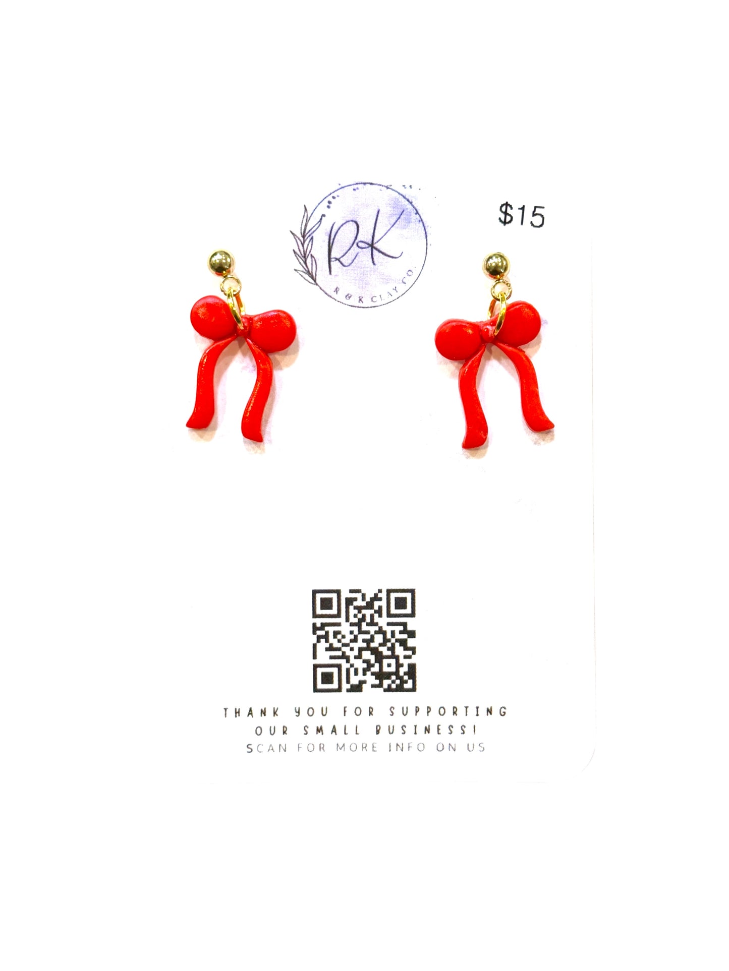 Tiny Red Bow Earrings