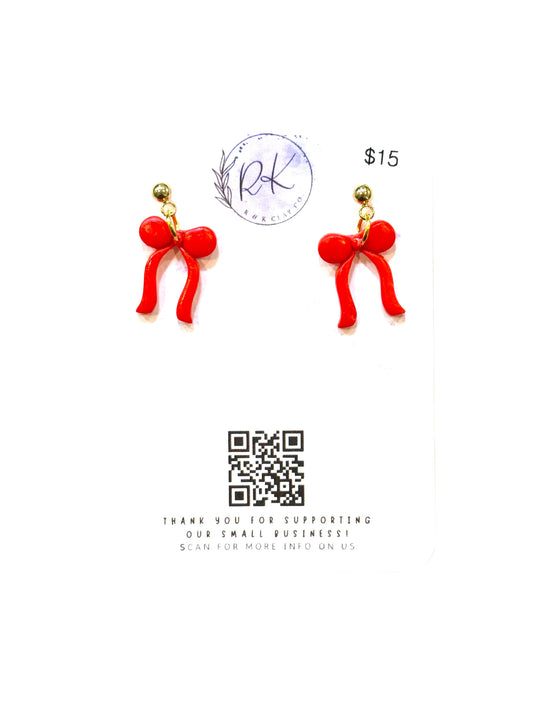 Tiny Red Bow Earrings