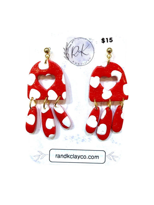 Valentine's Red Heart Chandelier Earrings