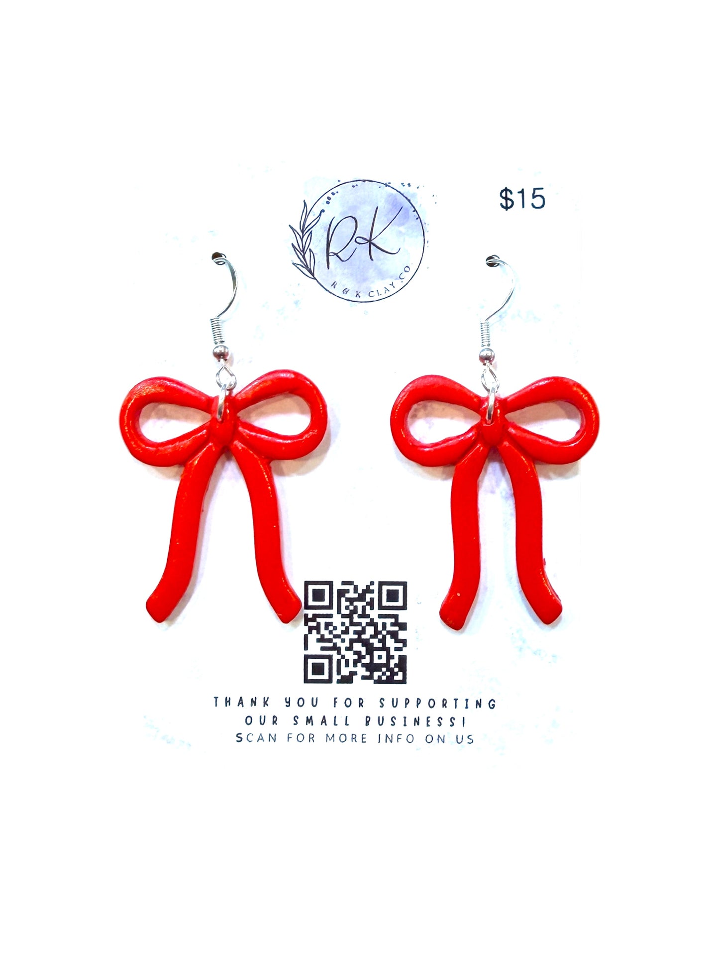 Long Red Bow Earrings