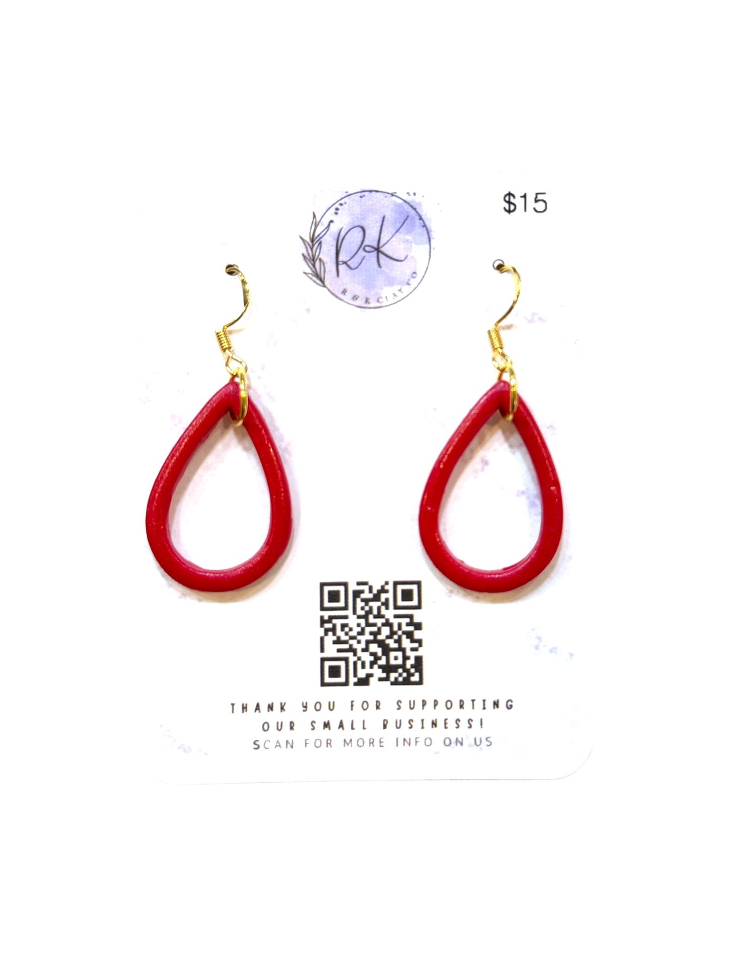 Velvet Red Teardrop Outline Earrings