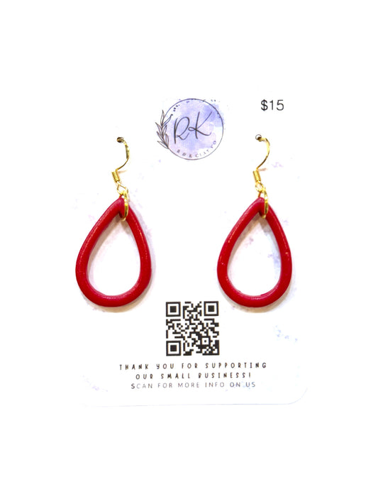 Velvet Red Teardrop Outline Earrings