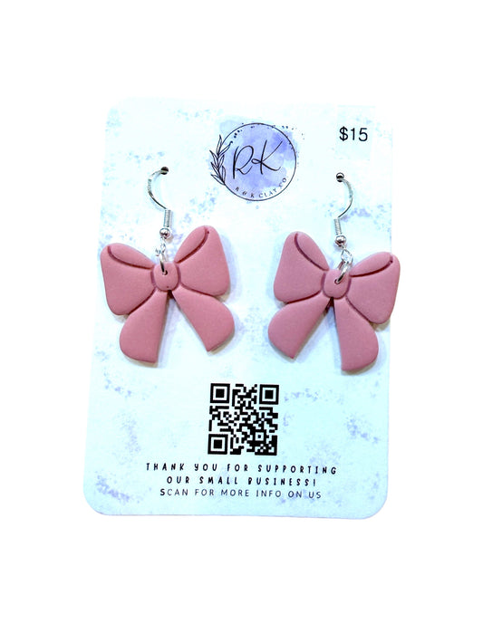 Chunky Pale Pink Bow Earrings