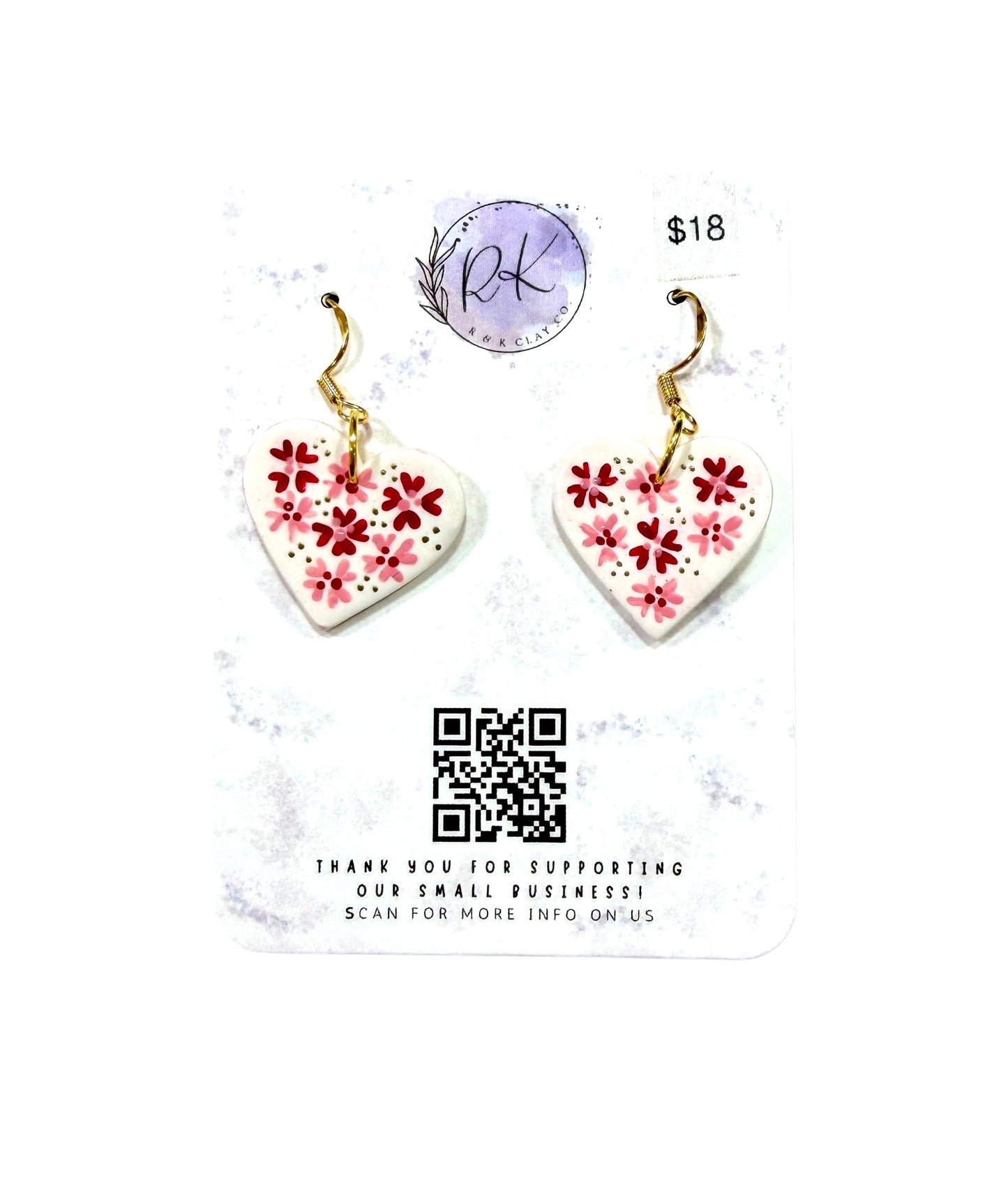 Valentine's Hand Painted Hearts Earrings