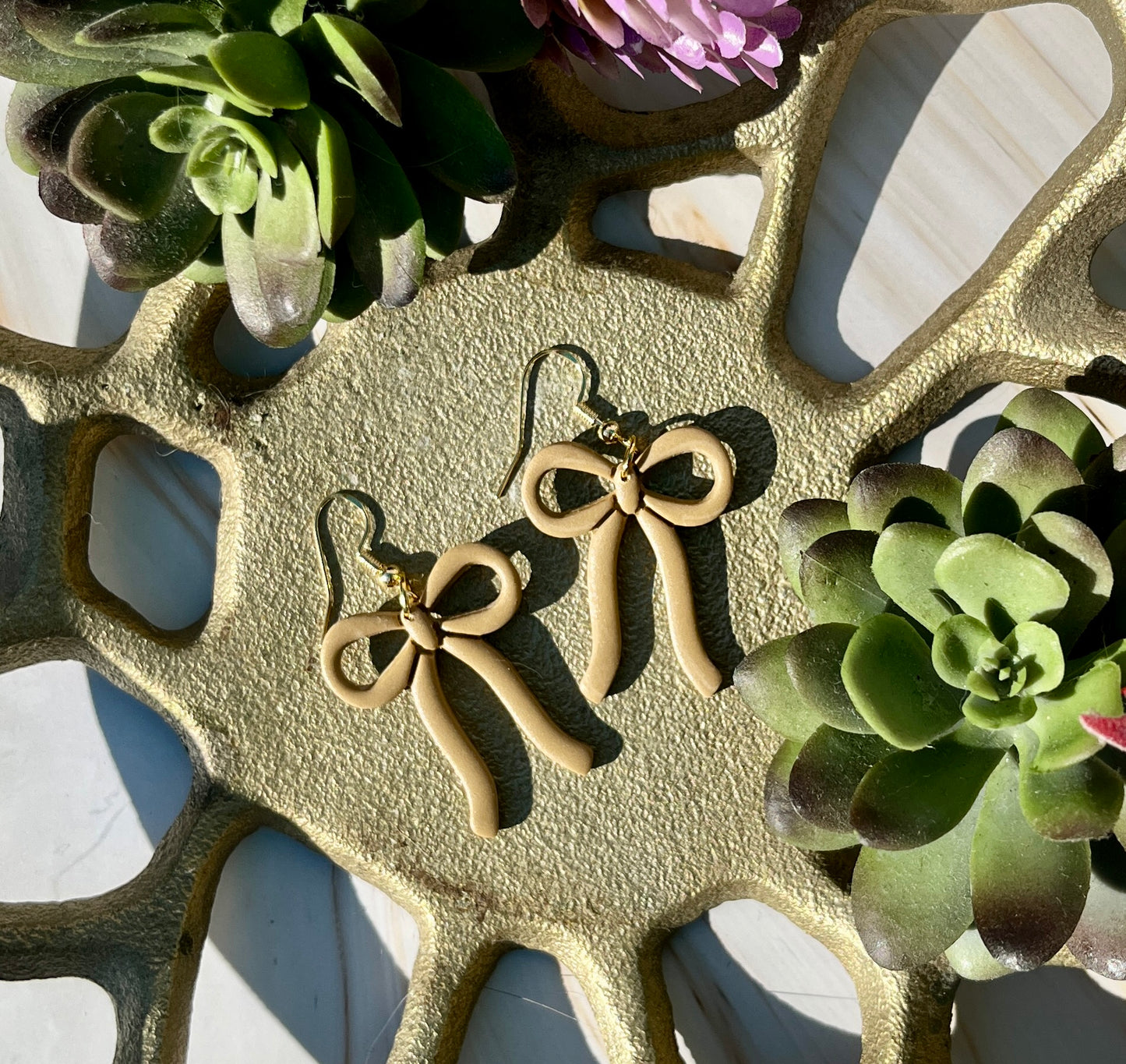 Nude Long Bows Earrings
