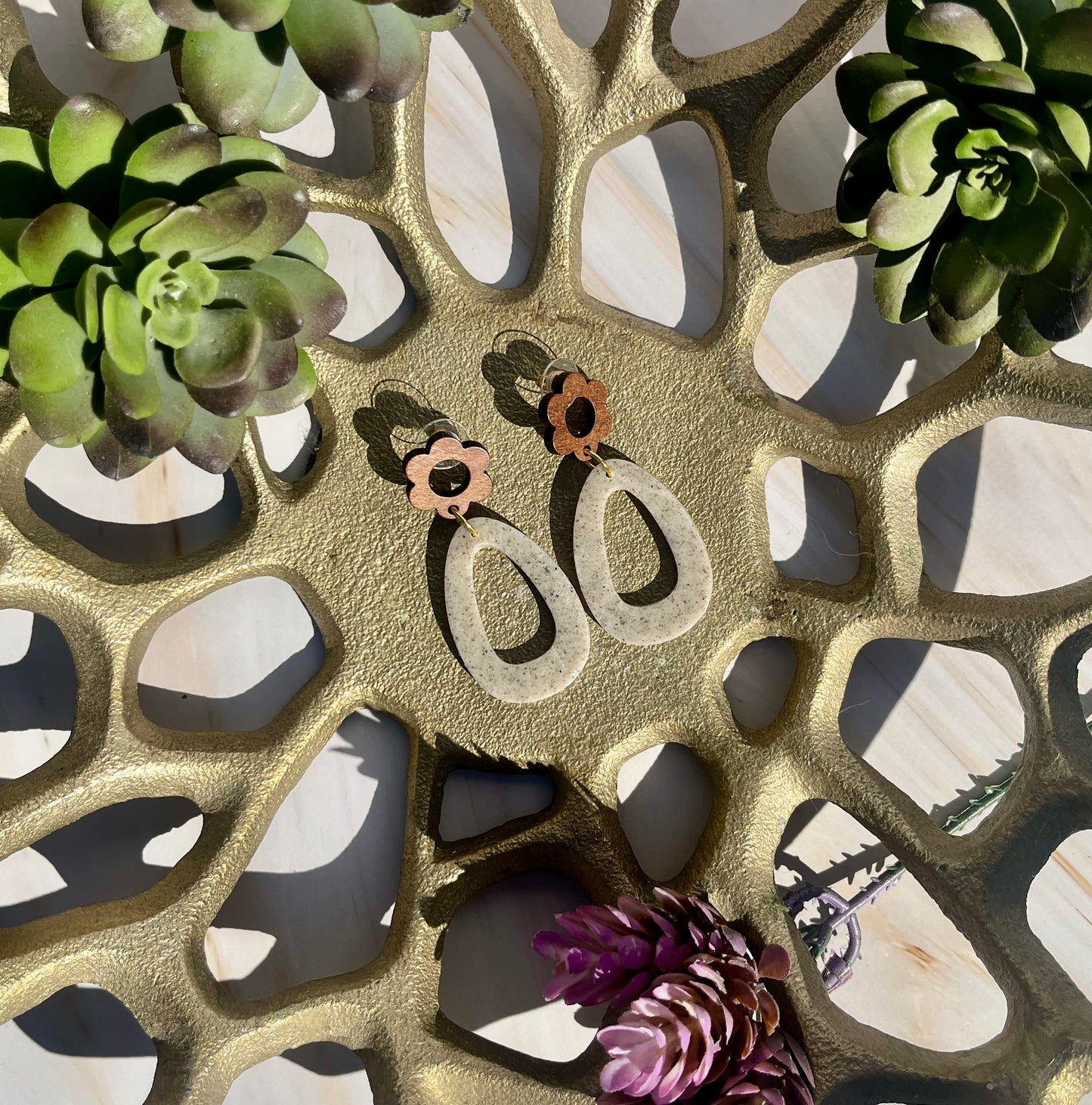 Granite Flower Earrings
