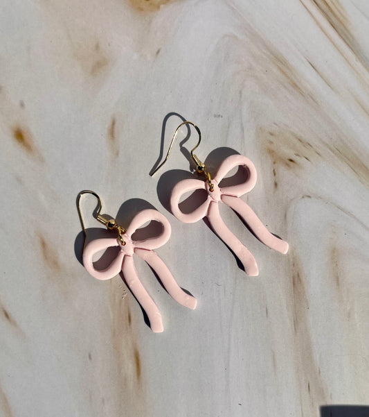 Pink Long Bows Earrings