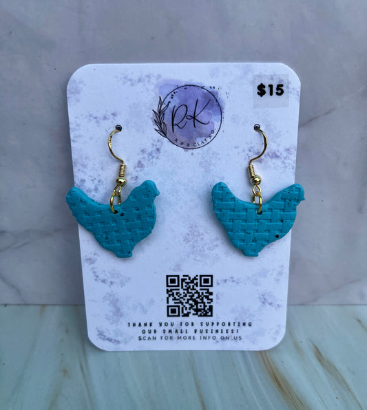 Blue Chicken Earrings