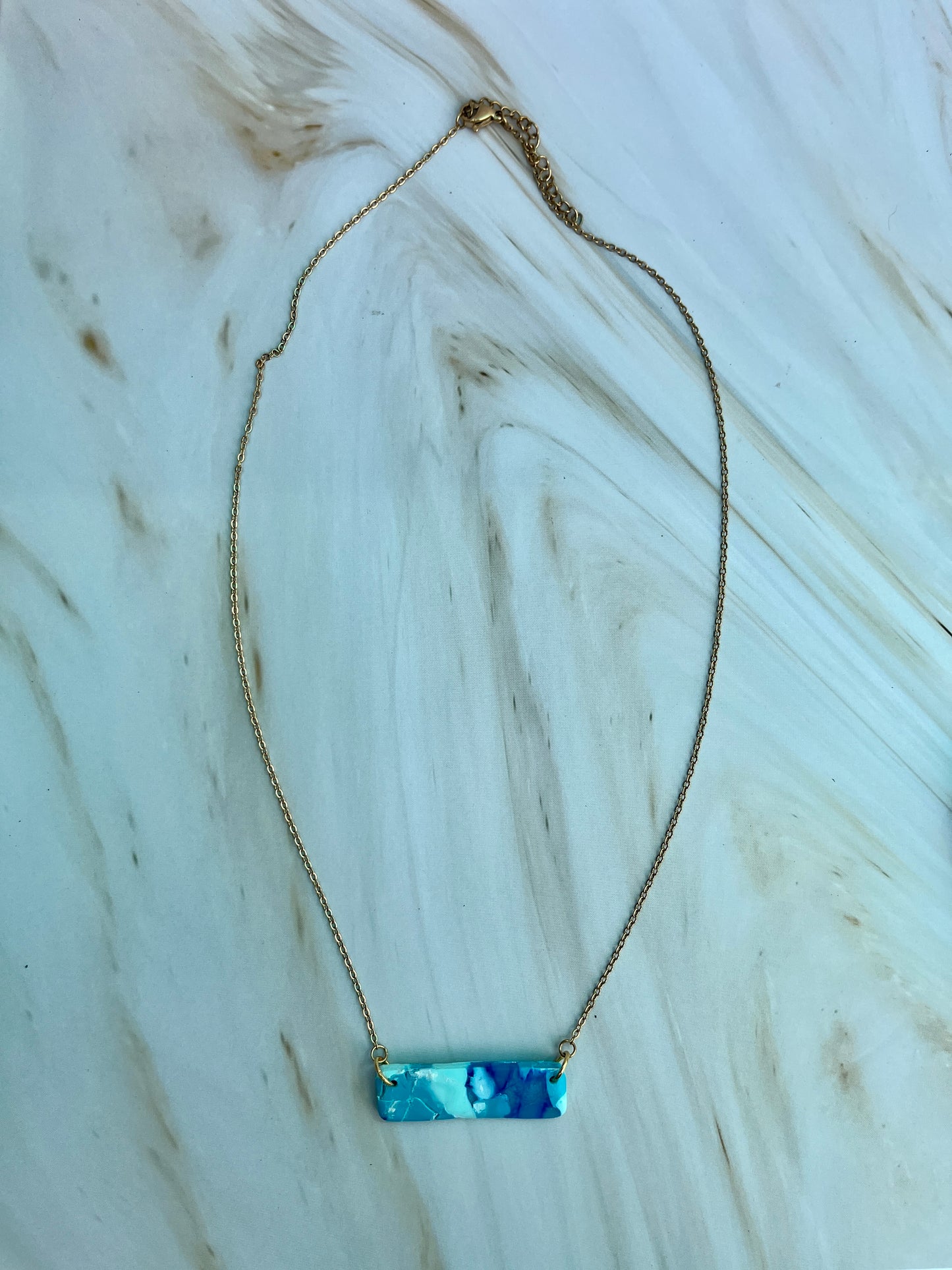 Blue Marble Bar Necklace