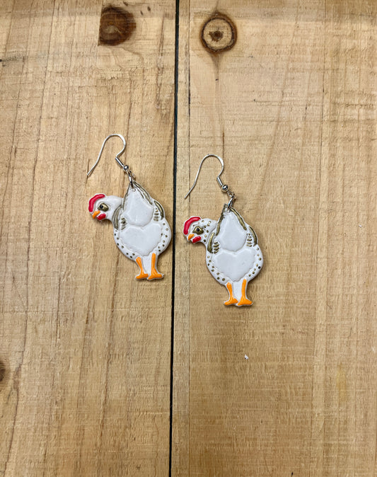 Hand Painted Chicken Butt Earrings