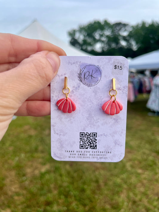 Small Coral Seashell Earrings