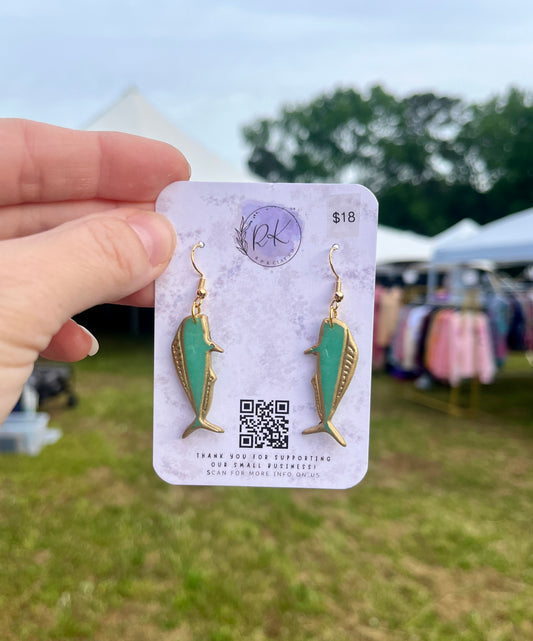 Gold Edged Fish Earrings