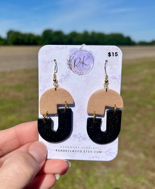 Nude and Black Earrings