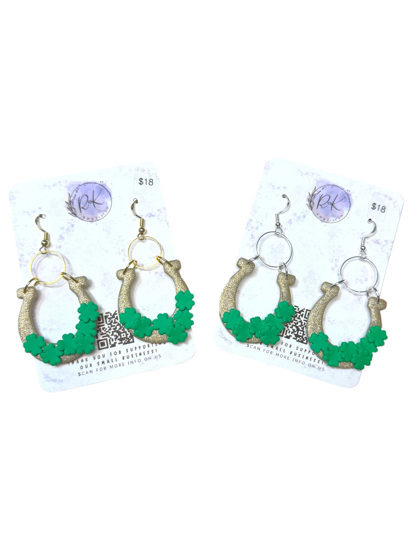 Horseshoe with Clover Earrings