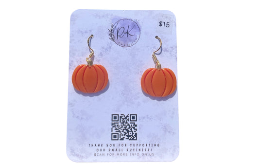 Orange with Gold Pumpkins Earrings